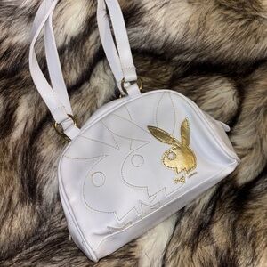 PLAYBOY Bunny White and Gold Shoulder Bag Purse